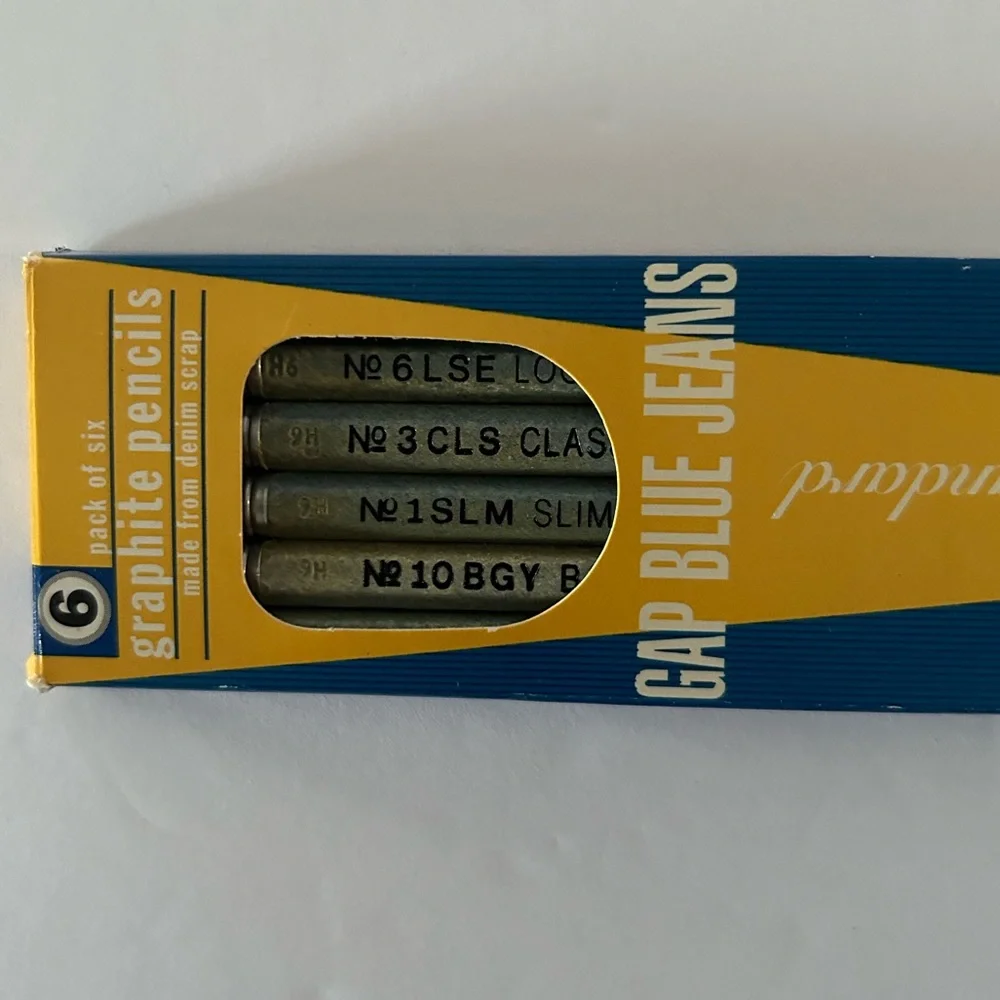 Vintage 90’s GAP Blue Jeans Denim Graphite 6 Pencil Set - Made from Denim Scrap